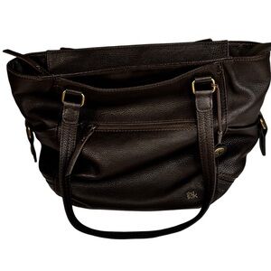 The Sak Brown Pebbled Leather Shoulder Bag Medium Size Handbag 2 Straps EUC
